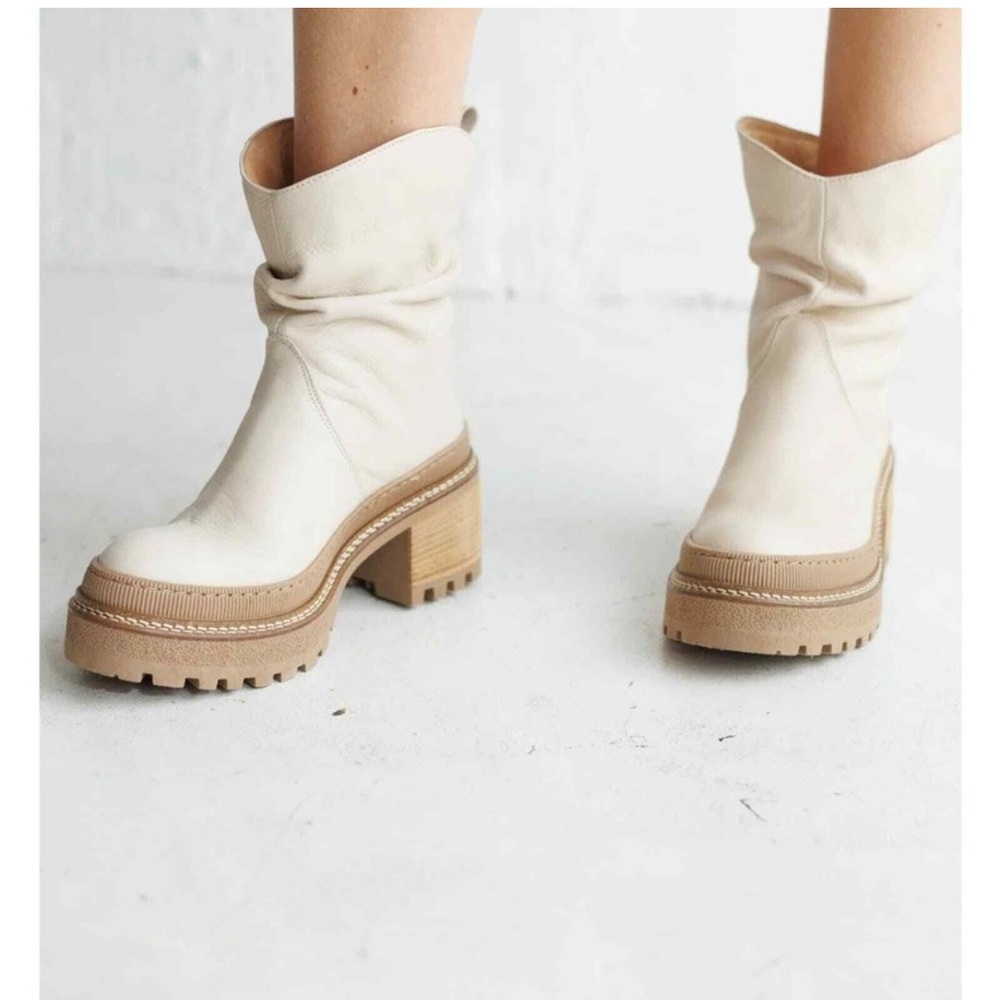 Free People Women's White & Brown Soul Mel Slouch Boot Size 6 - Picture 2 of 6